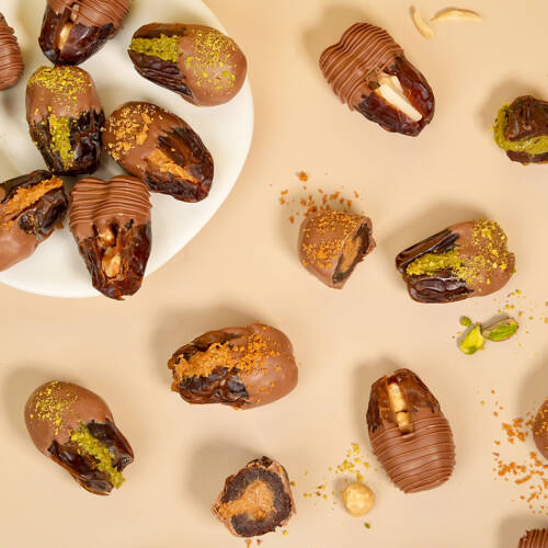 Stuffed Dates Dipped in Milk Chocolate